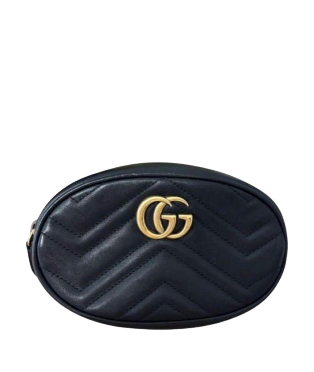 GUCCI Черная кожаная поясная сумка, фото 1