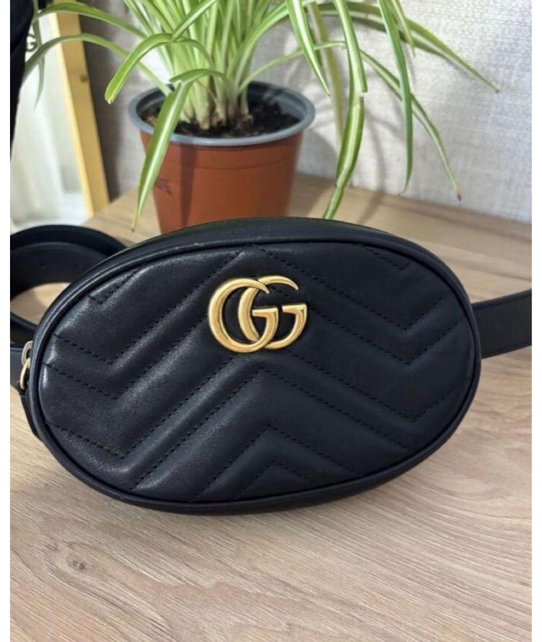 GUCCI Черная кожаная поясная сумка, фото 6
