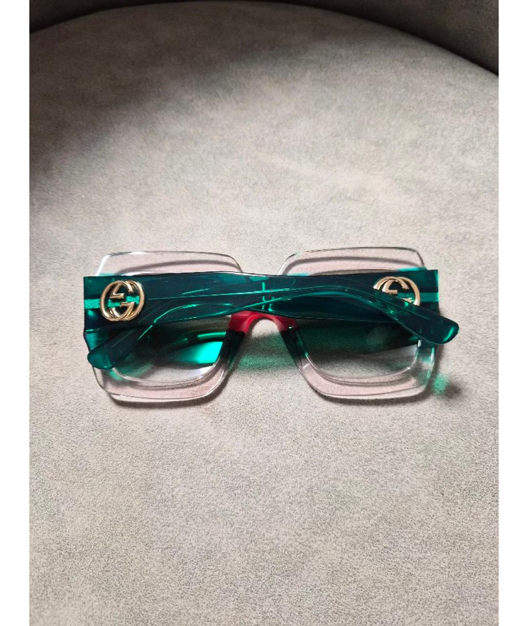 GUCCI Зеленые пластиковые солнцезащитные очки, фото 5