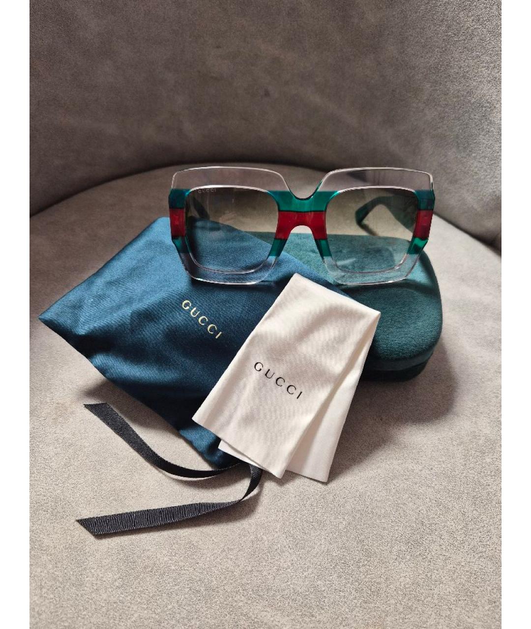 GUCCI Зеленые пластиковые солнцезащитные очки, фото 4