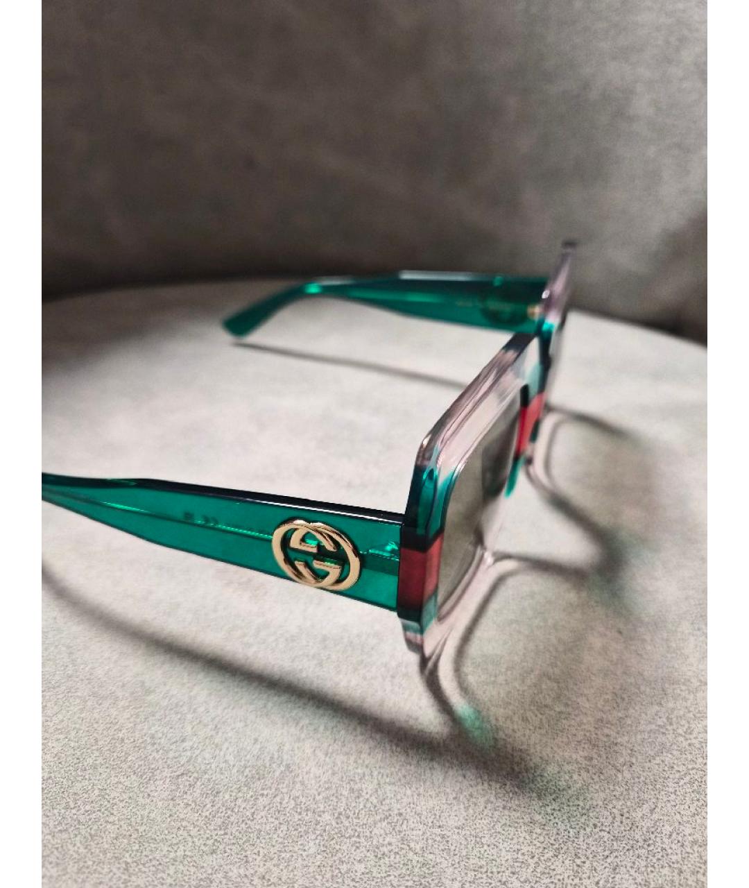 GUCCI Зеленые пластиковые солнцезащитные очки, фото 2