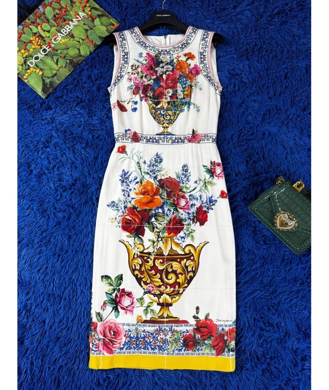 DOLCE&GABBANA Белое шелковое платье, фото 3