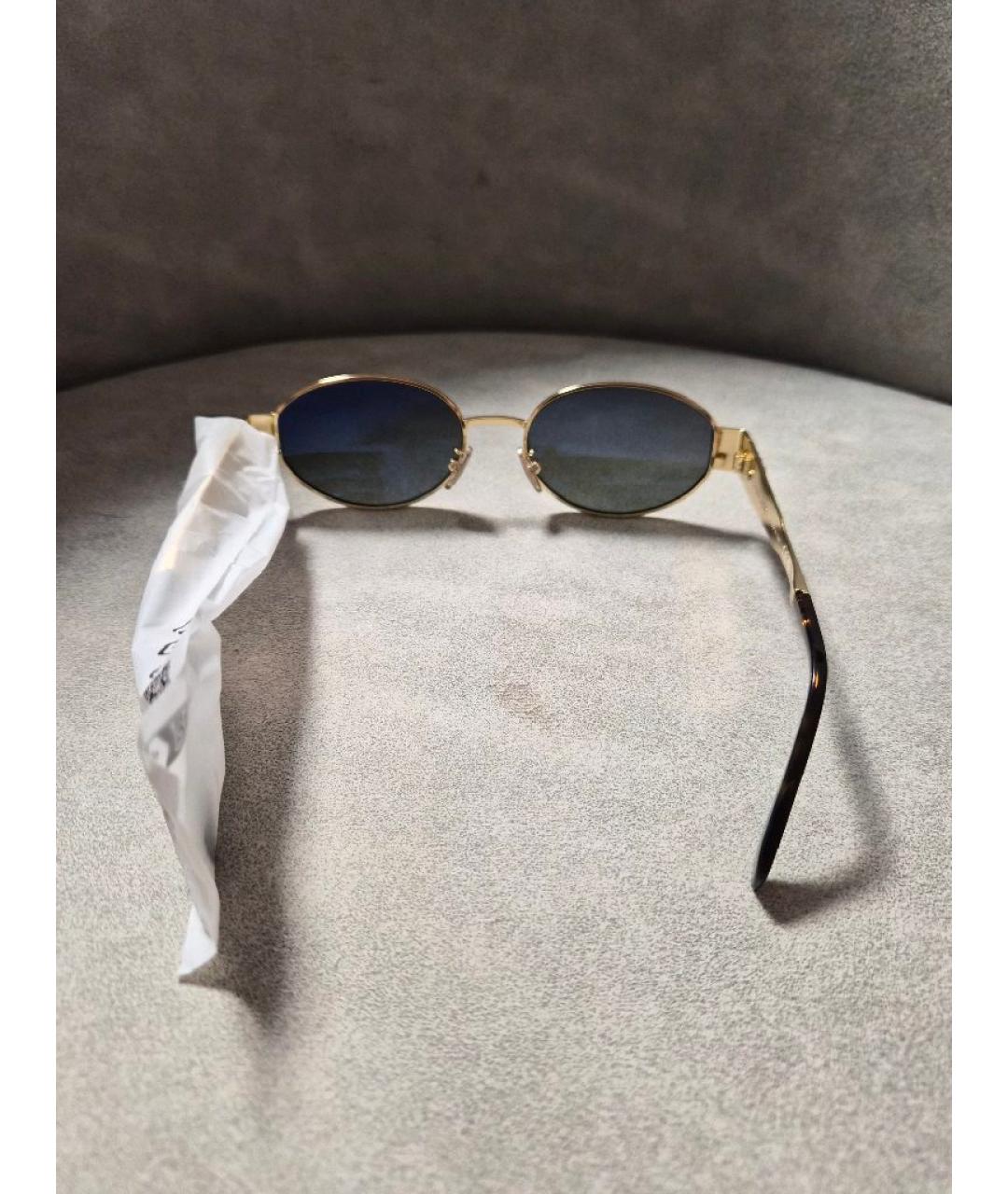 CELINE Золотые металлические солнцезащитные очки, фото 4