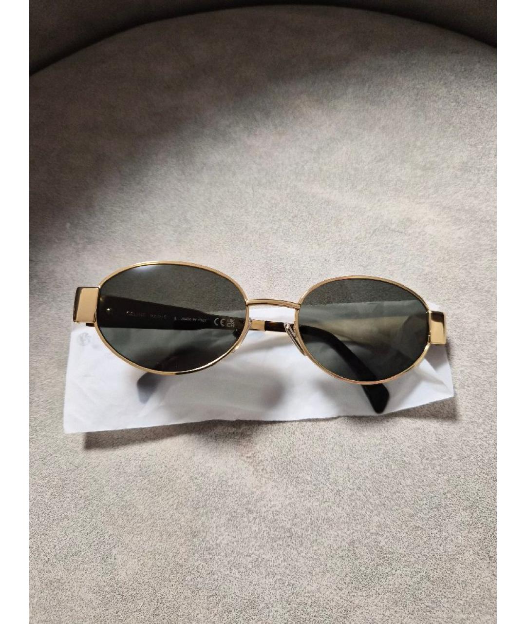 CELINE Золотые металлические солнцезащитные очки, фото 7