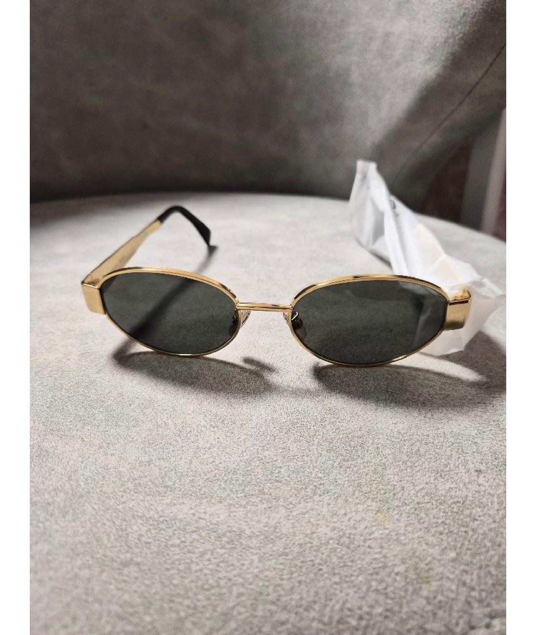 CELINE Золотые металлические солнцезащитные очки, фото 2