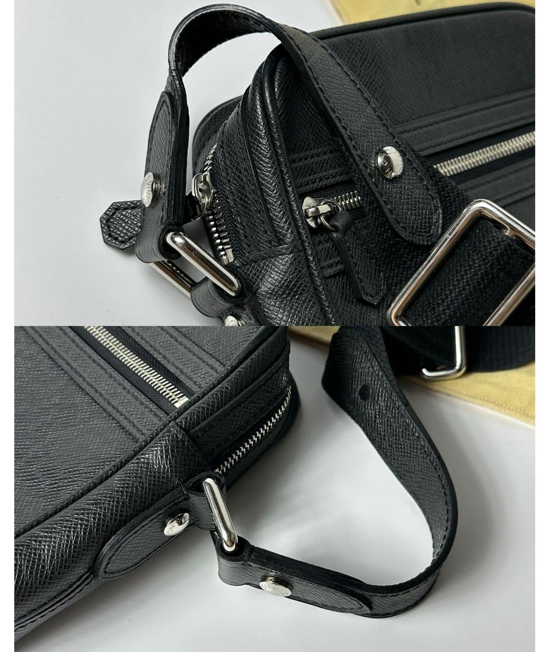 LOUIS VUITTON Черная кожаная сумка на плечо, фото 6