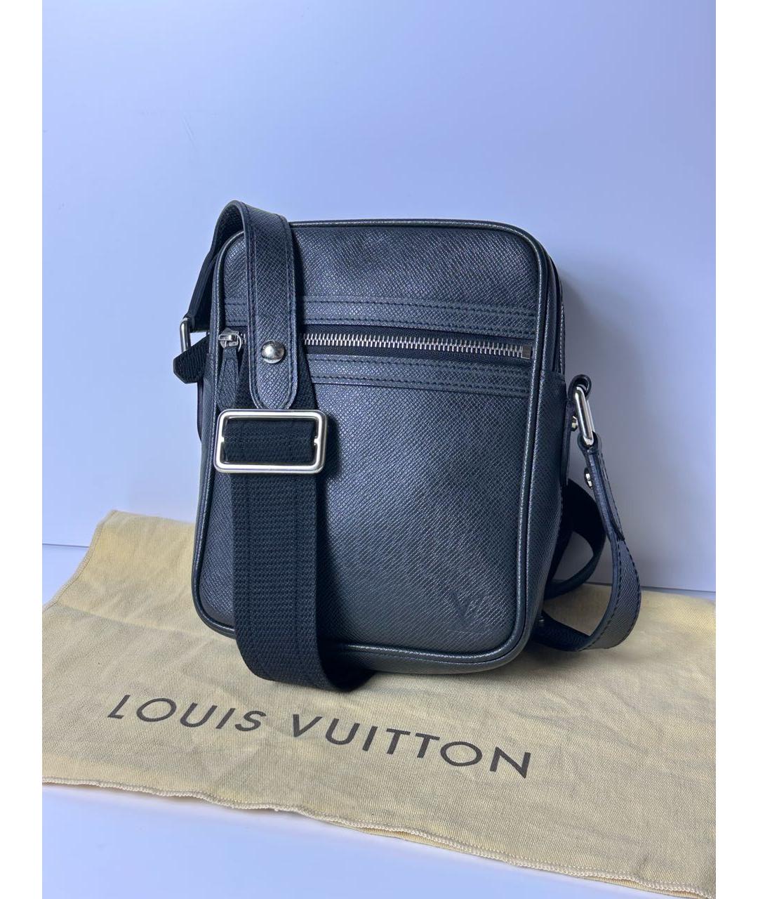 LOUIS VUITTON Черная кожаная сумка на плечо, фото 2