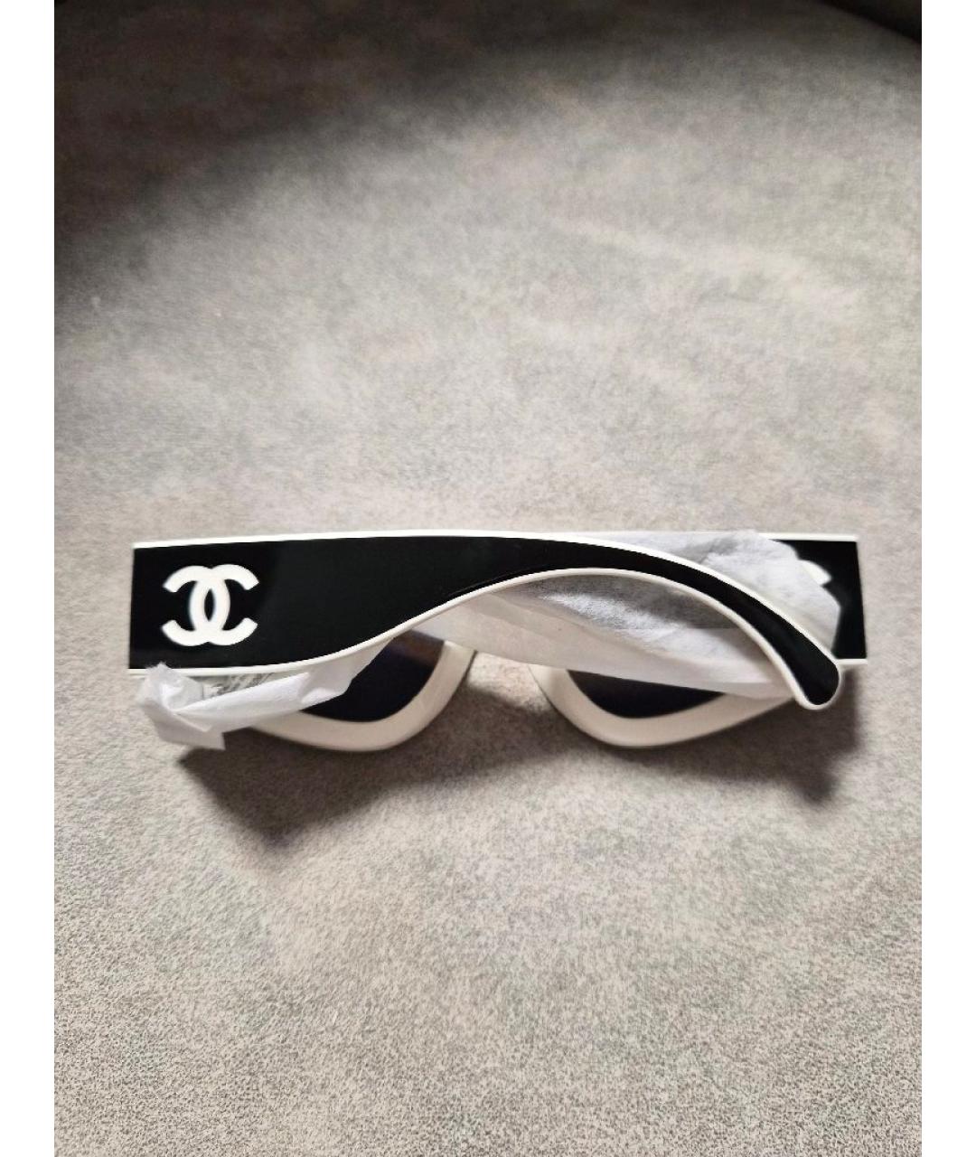 CHANEL Белые пластиковые солнцезащитные очки, фото 5