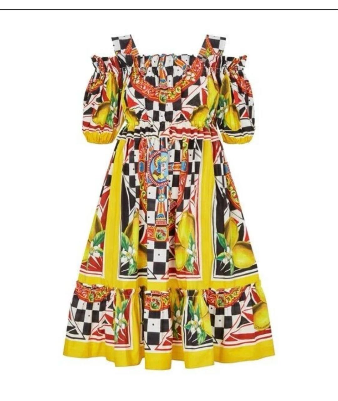 DOLCE&GABBANA Желтое хлопковое коктейльное платье, фото 1
