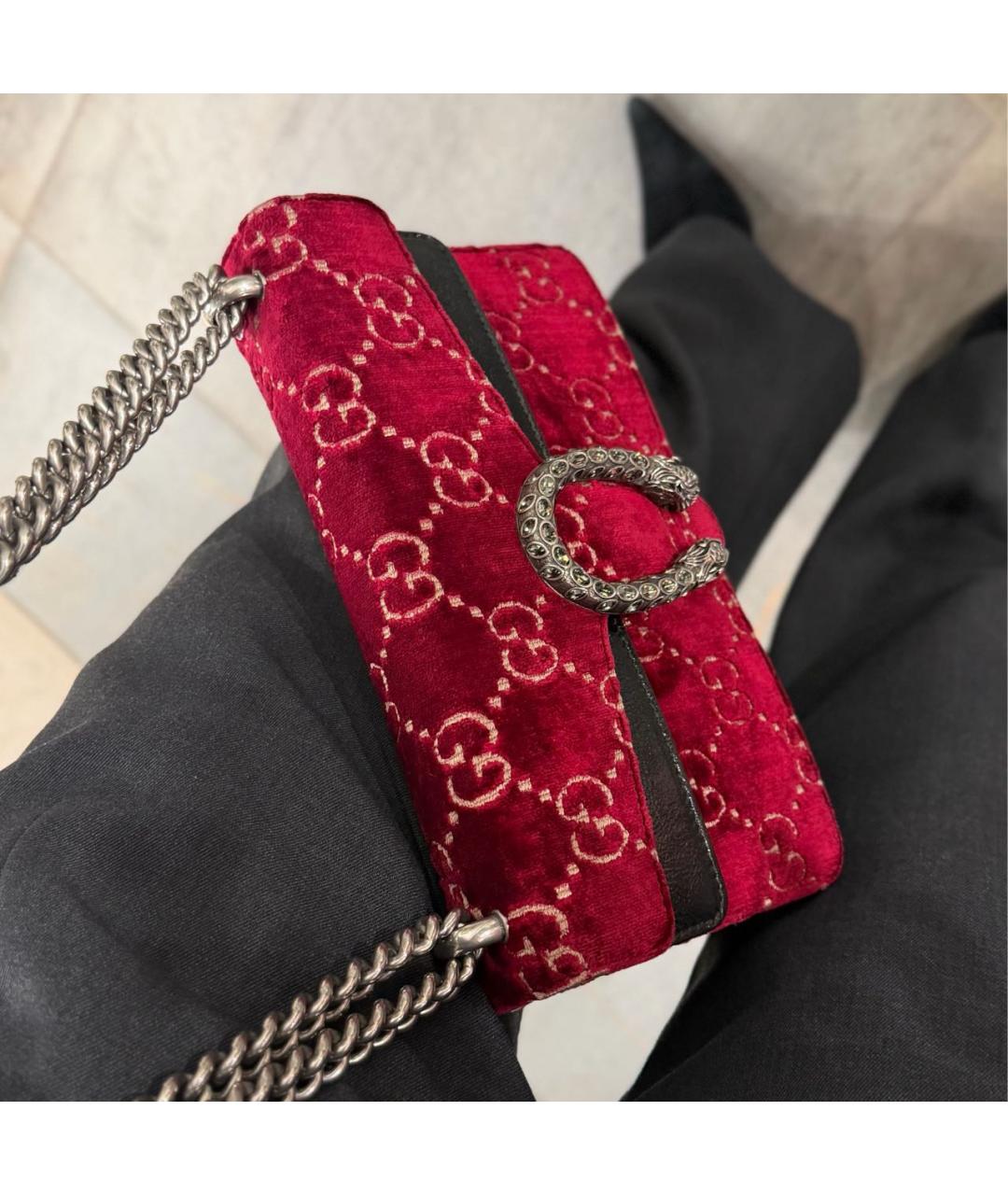 GUCCI Бордовая жаккардовая сумка через плечо, фото 6