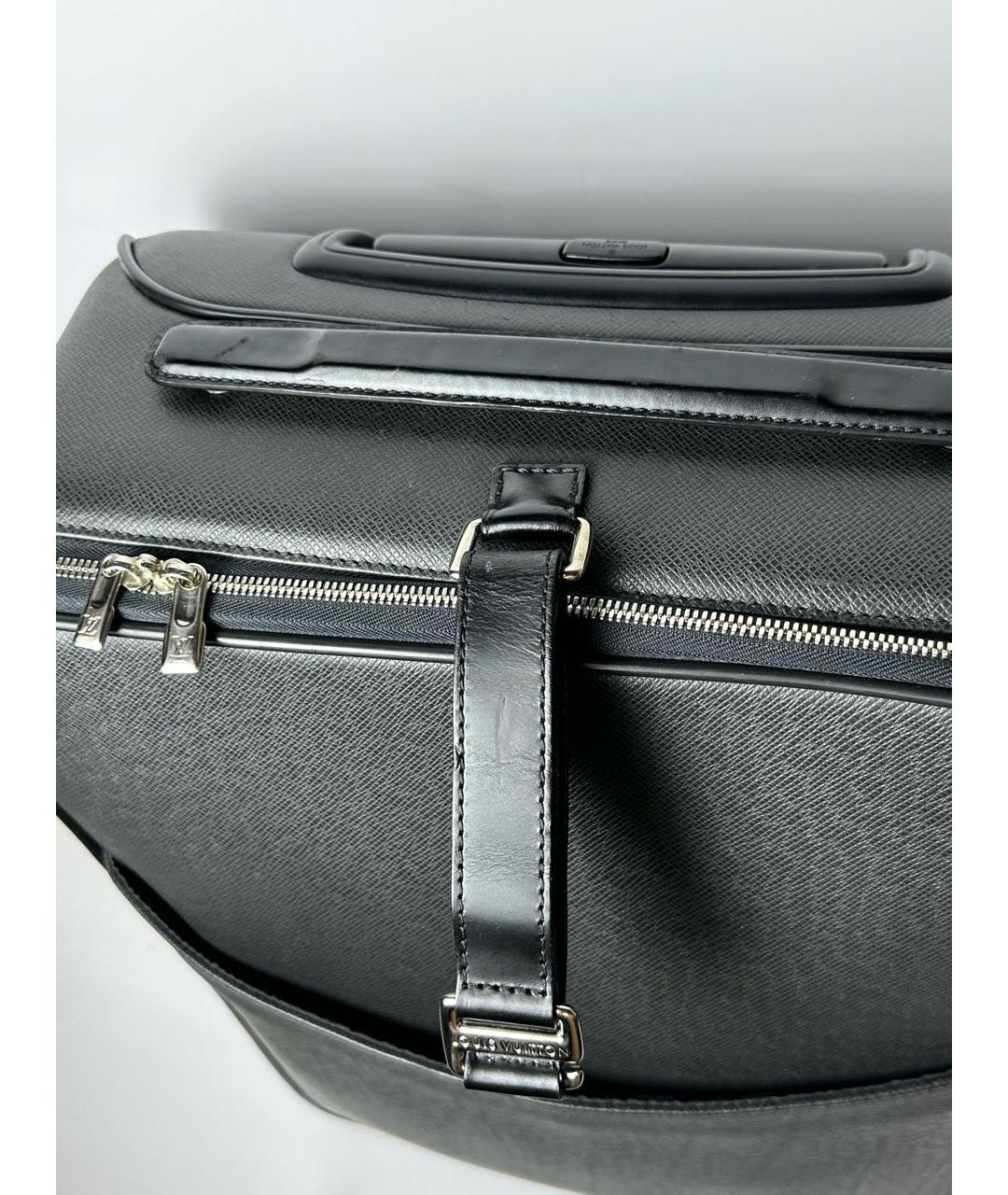 LOUIS VUITTON Черный кожаный чемодан, фото 7
