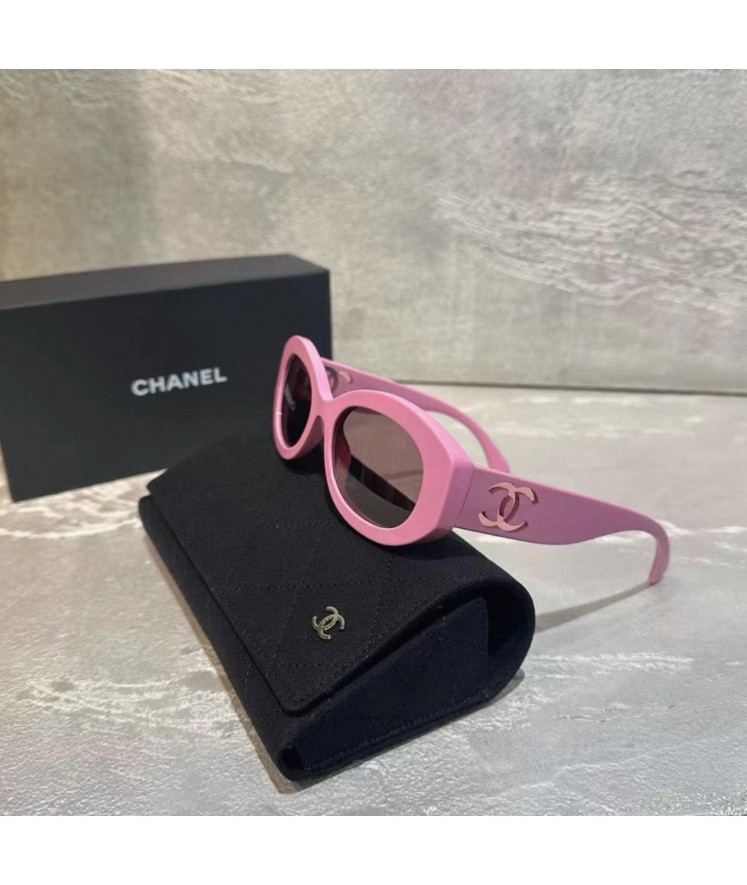CHANEL Розовые пластиковые солнцезащитные очки, фото 3