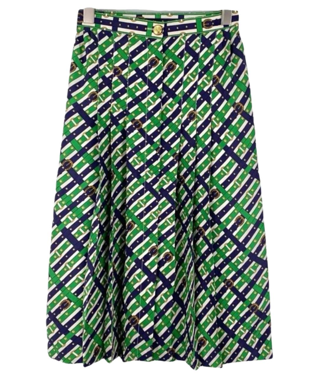 GUCCI Зеленая шелковая юбка миди, фото 1