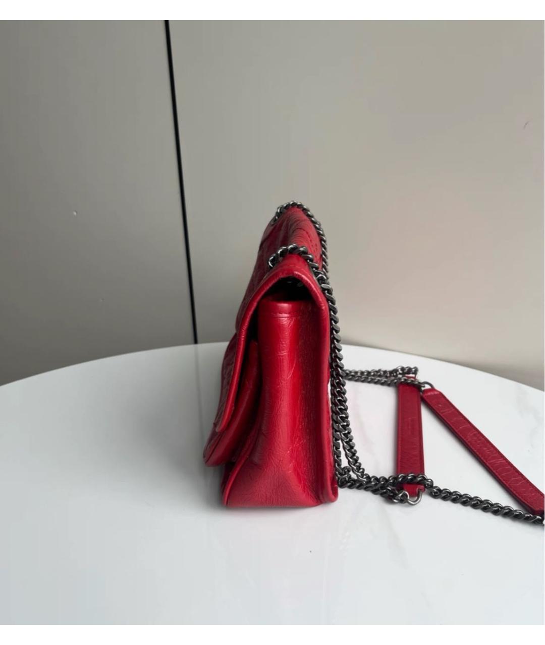 SAINT LAURENT Красная кожаная сумка через плечо, фото 3