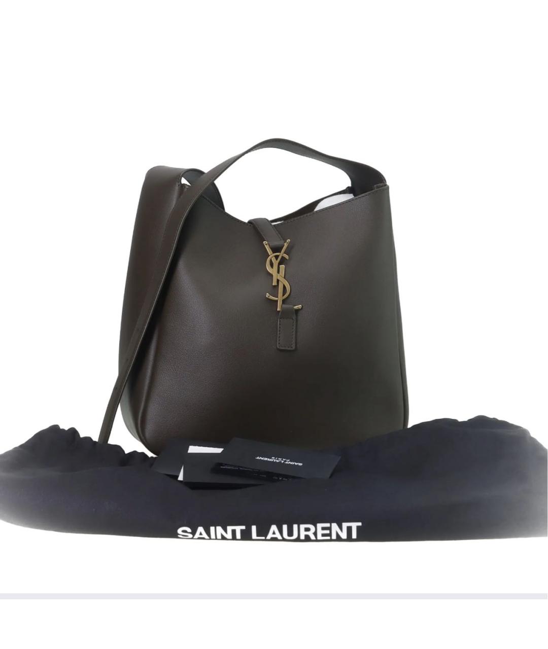 SAINT LAURENT Хаки кожаная сумка через плечо, фото 3
