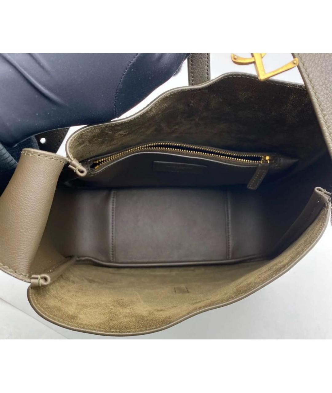 SAINT LAURENT Хаки кожаная сумка через плечо, фото 4