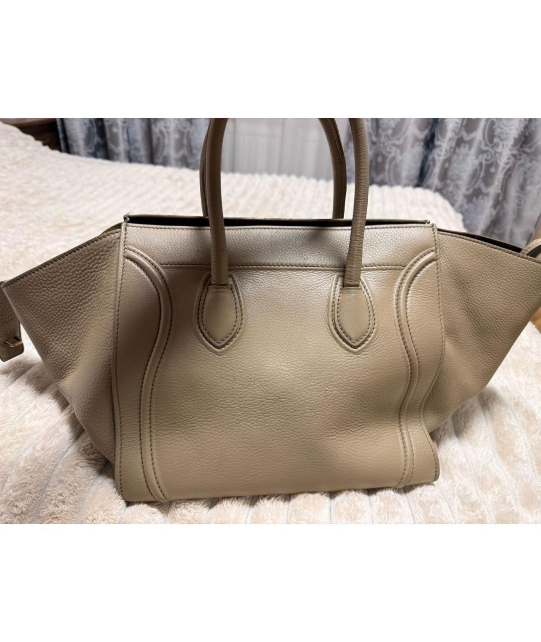 CELINE Бежевая кожаная сумка тоут, фото 3