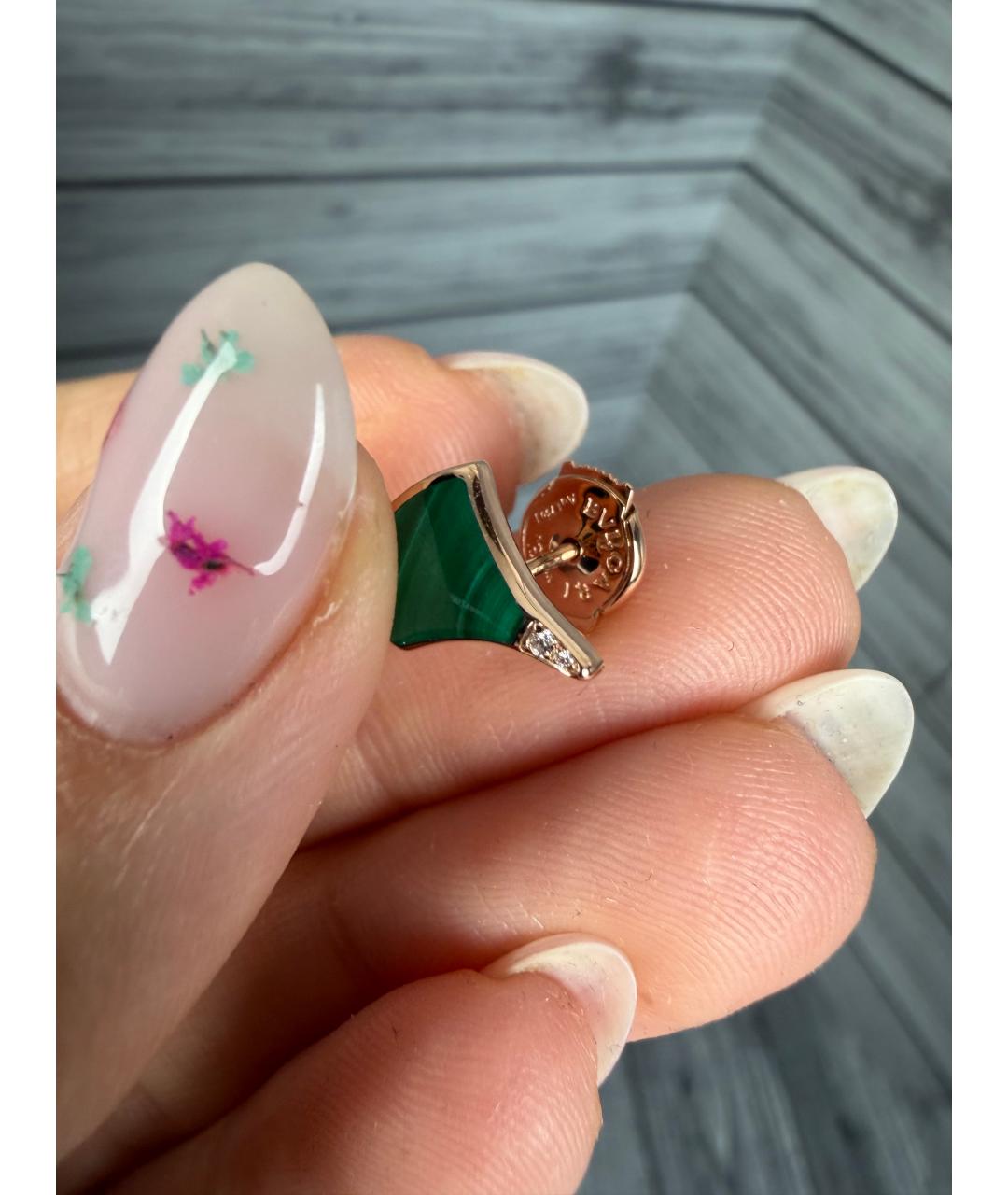 BVLGARI Зеленые серьги из розового золота, фото 3