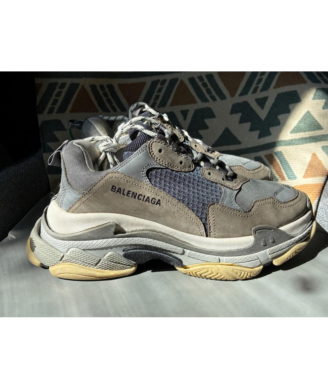 BALENCIAGA Бежевые низкие кроссовки / кеды из искусственной кожи, фото 10