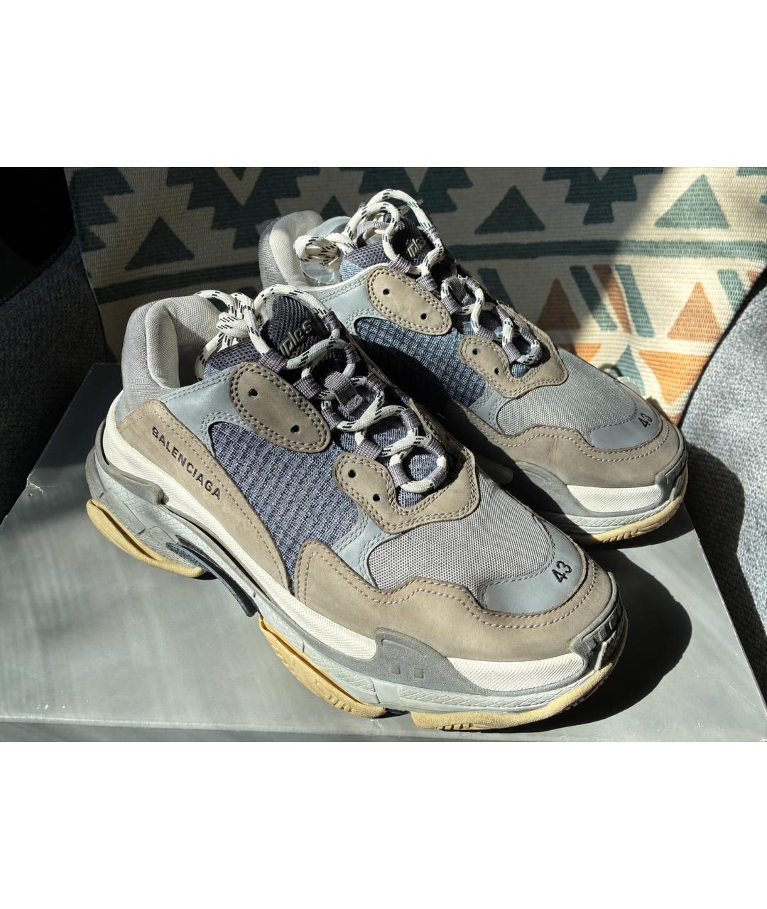 BALENCIAGA Бежевые низкие кроссовки / кеды из искусственной кожи, фото 3