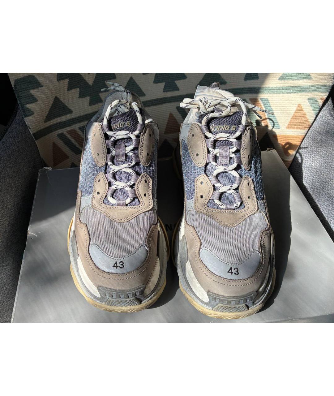 BALENCIAGA Бежевые низкие кроссовки / кеды из искусственной кожи, фото 2
