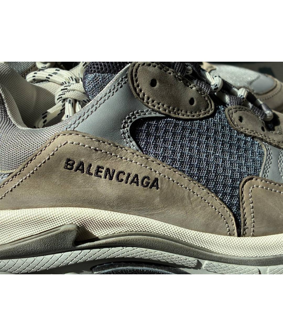 BALENCIAGA Бежевые низкие кроссовки / кеды из искусственной кожи, фото 4
