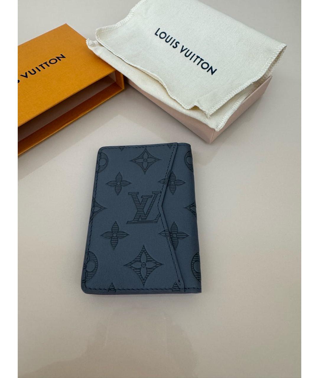 LOUIS VUITTON Серый кожаный кардхолдер, фото 2