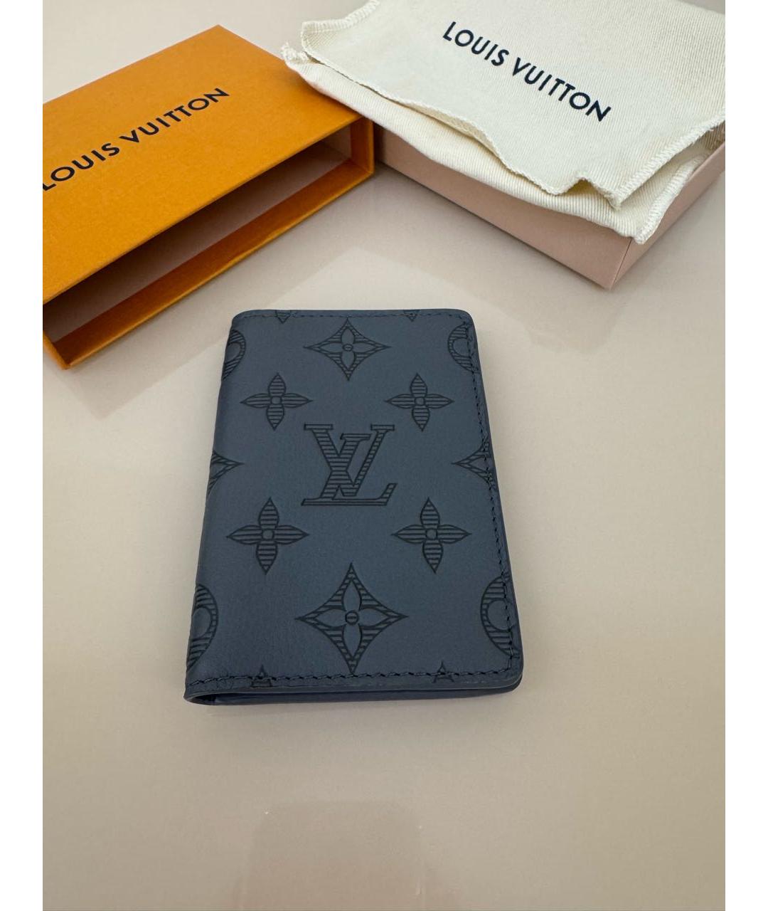 LOUIS VUITTON Серый кожаный кардхолдер, фото 9