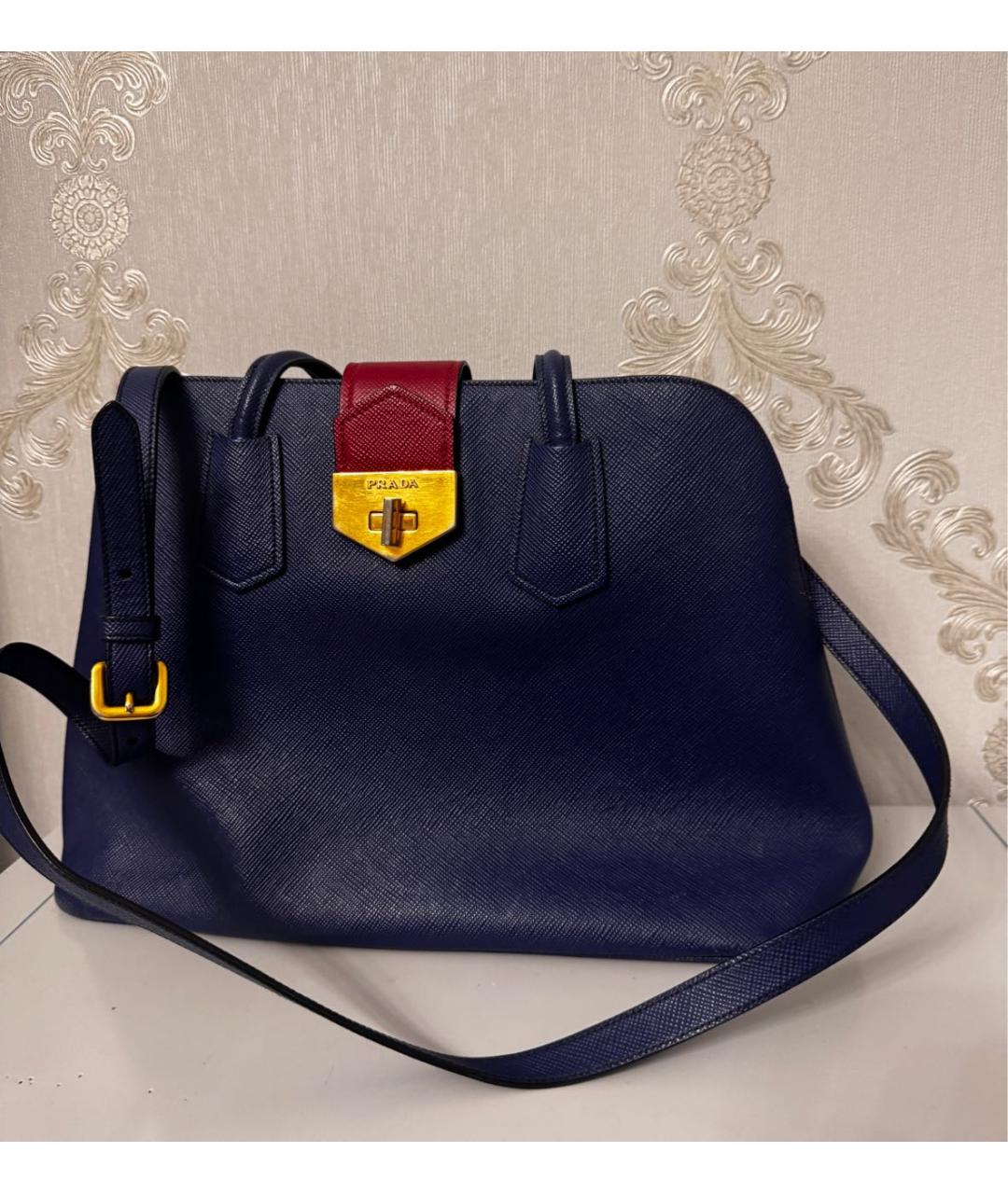 PRADA Синяя кожаная сумка тоут, фото 7