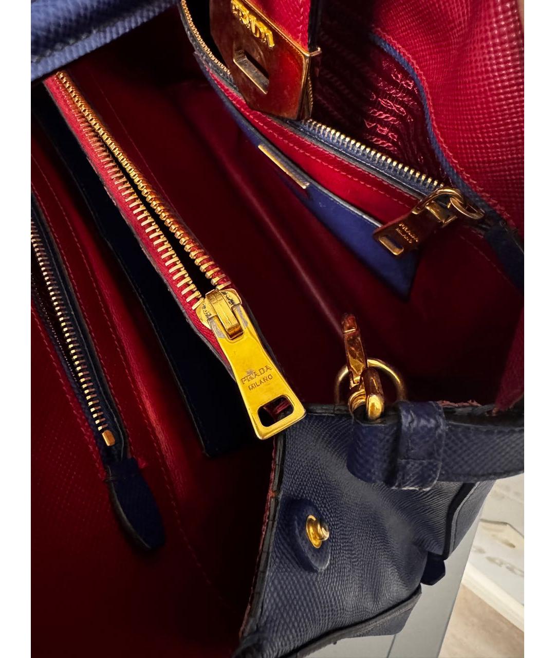 PRADA Синяя кожаная сумка тоут, фото 5
