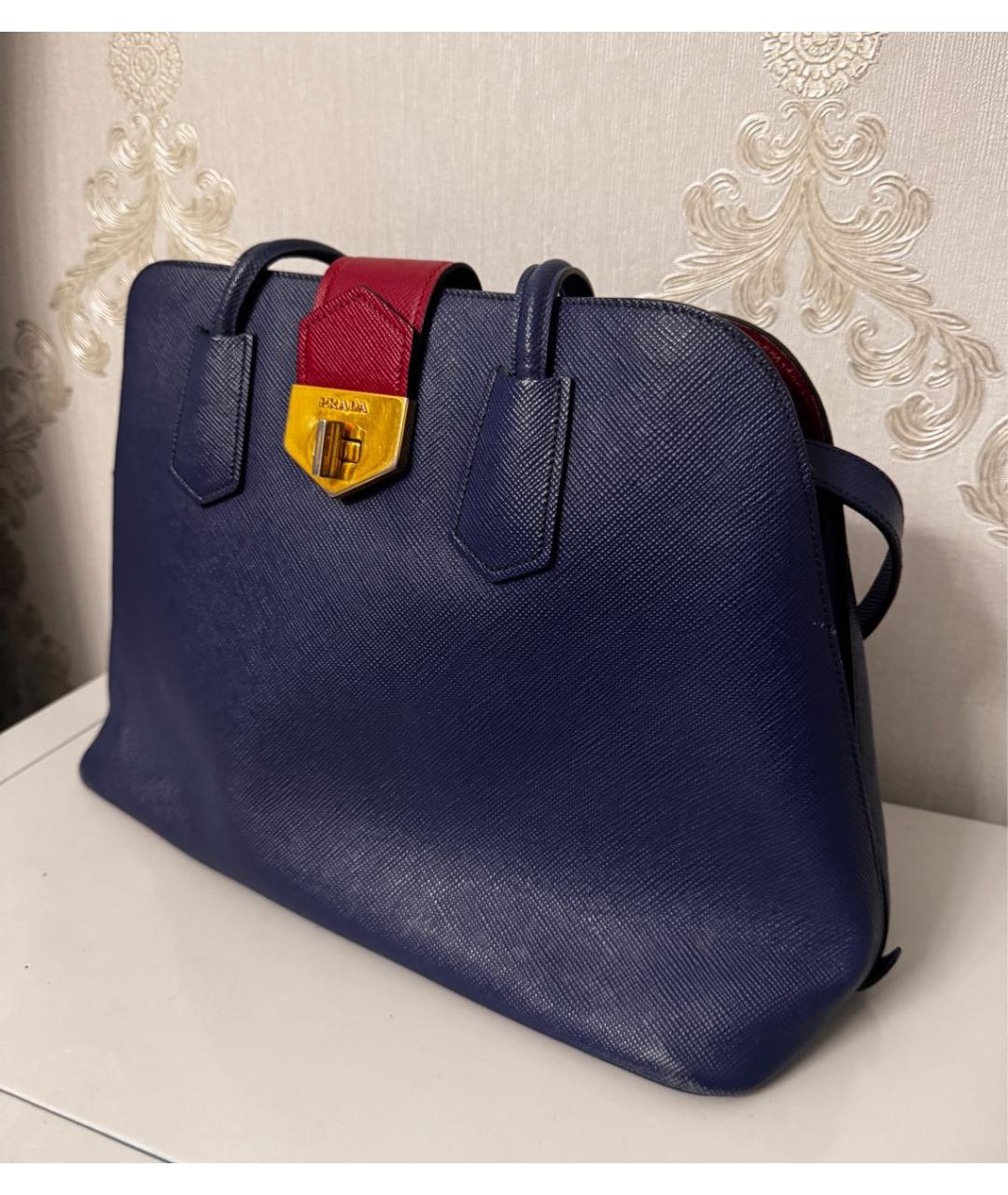 PRADA Синяя кожаная сумка тоут, фото 2