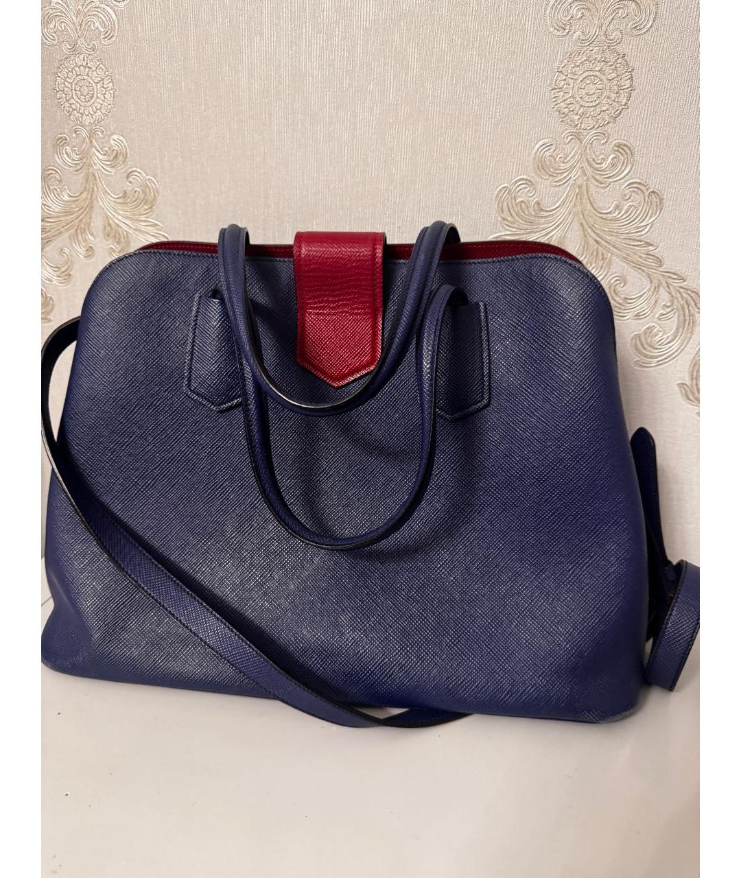 PRADA Синяя кожаная сумка тоут, фото 3