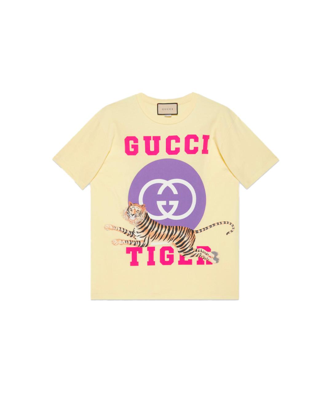 GUCCI Желтая хлопковая футболка, фото 1