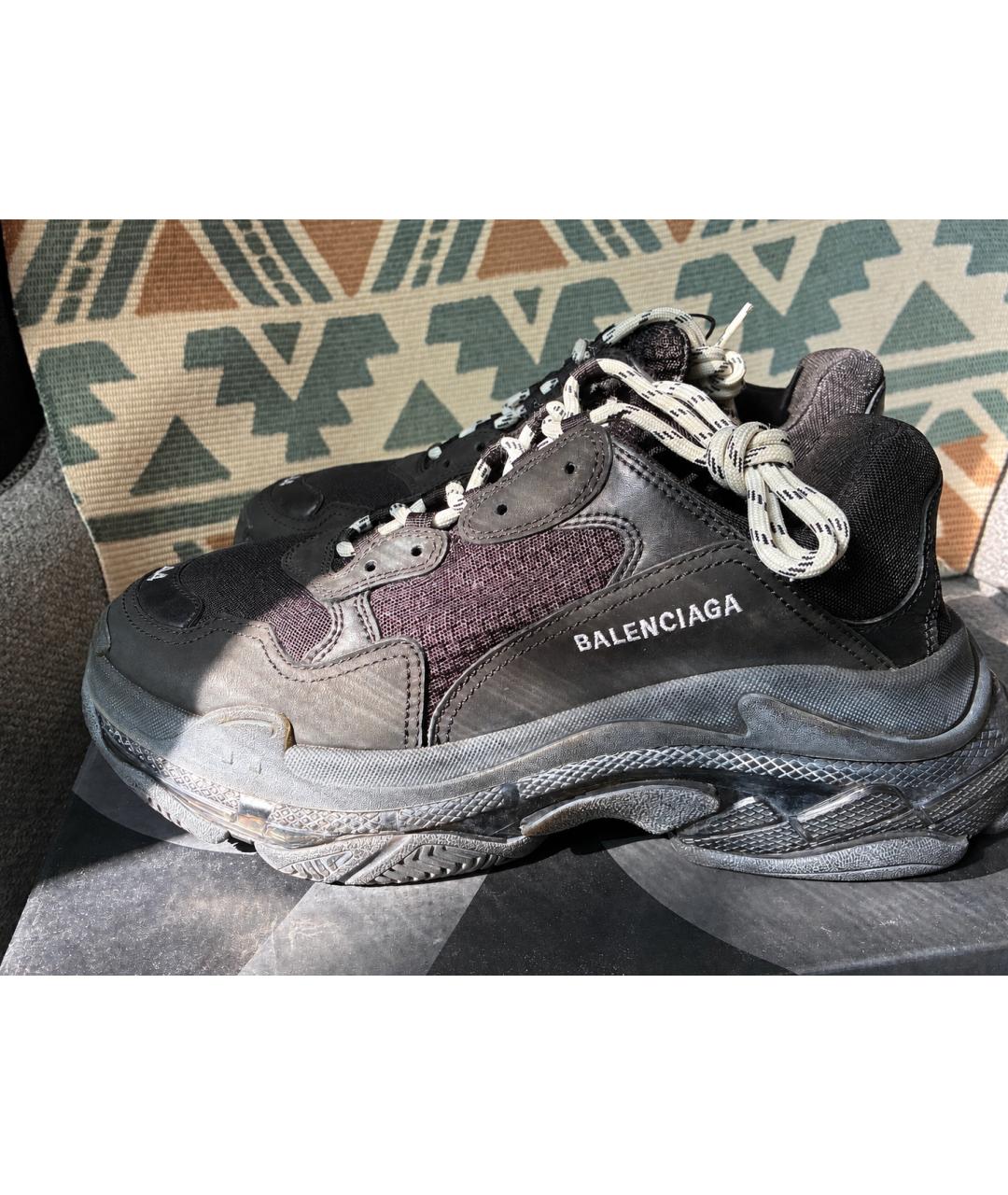 BALENCIAGA Черные текстильные низкие кроссовки / кеды, фото 3