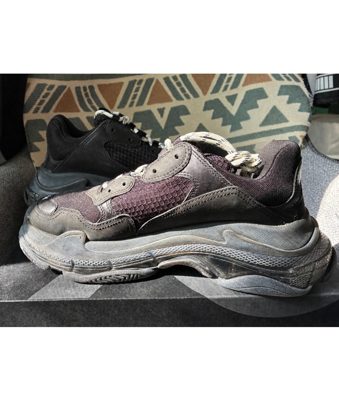 BALENCIAGA Черные текстильные низкие кроссовки / кеды, фото 6