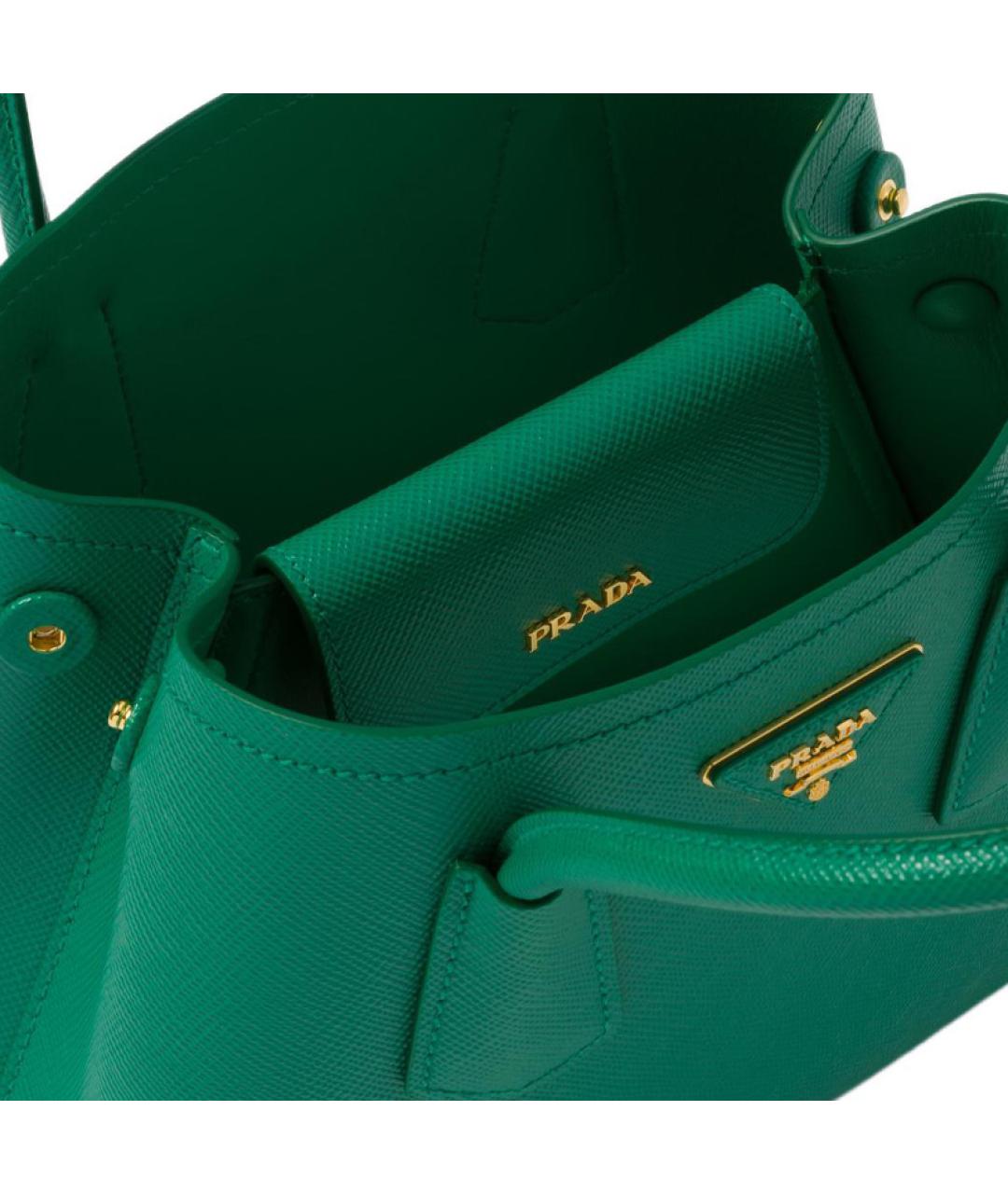 PRADA Зеленая кожаная сумка с короткими ручками, фото 5