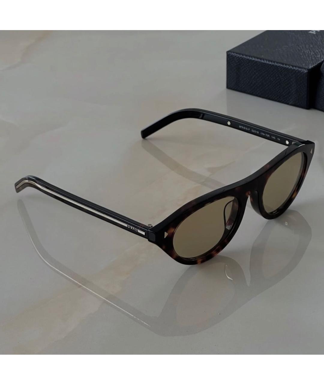 PRADA Коричневые пластиковые солнцезащитные очки, фото 3