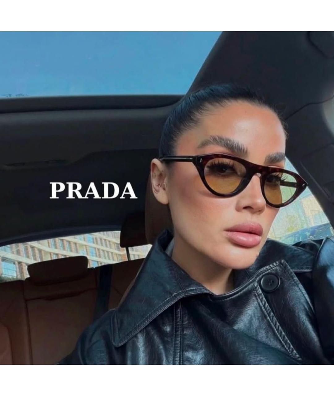 PRADA Коричневые пластиковые солнцезащитные очки, фото 4