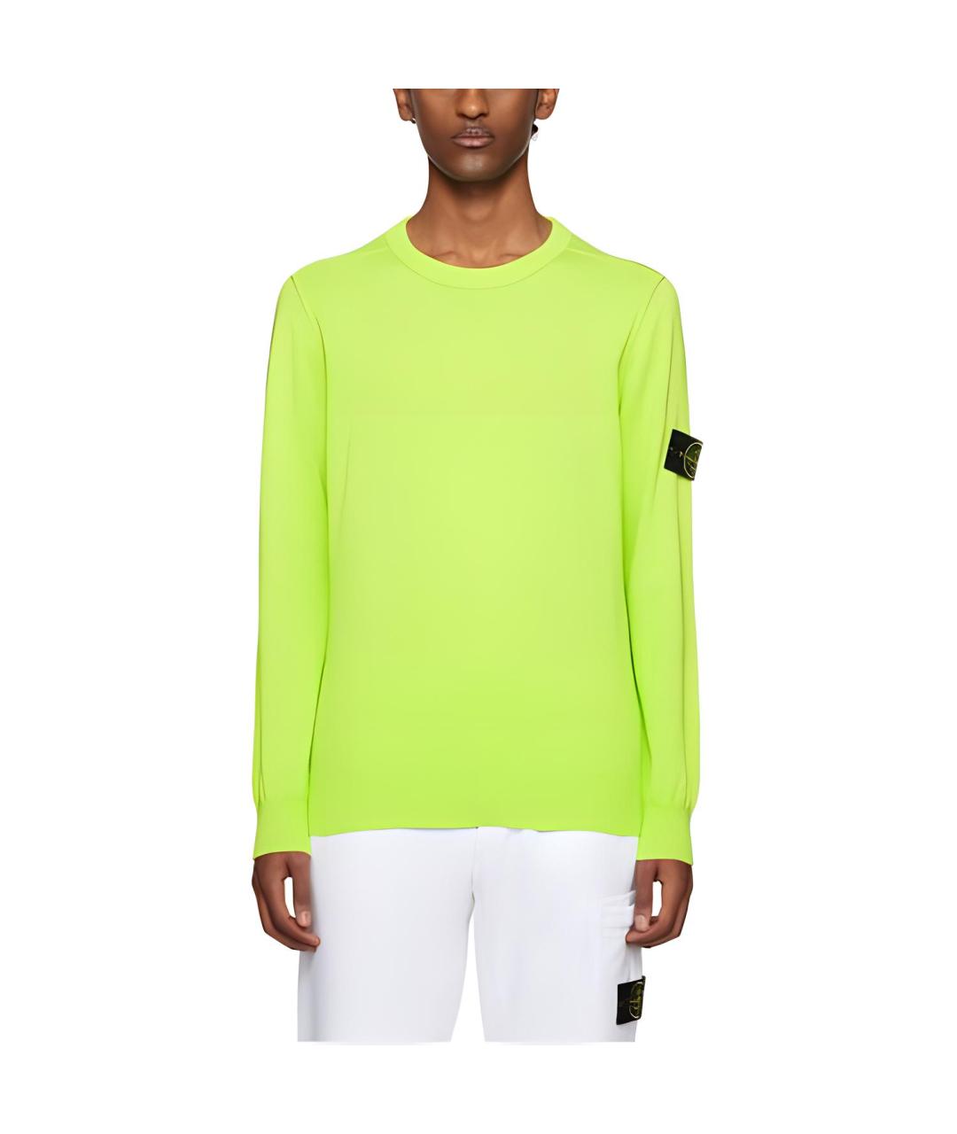 STONE ISLAND Салатовый хлопковый джемпер / свитер, фото 3