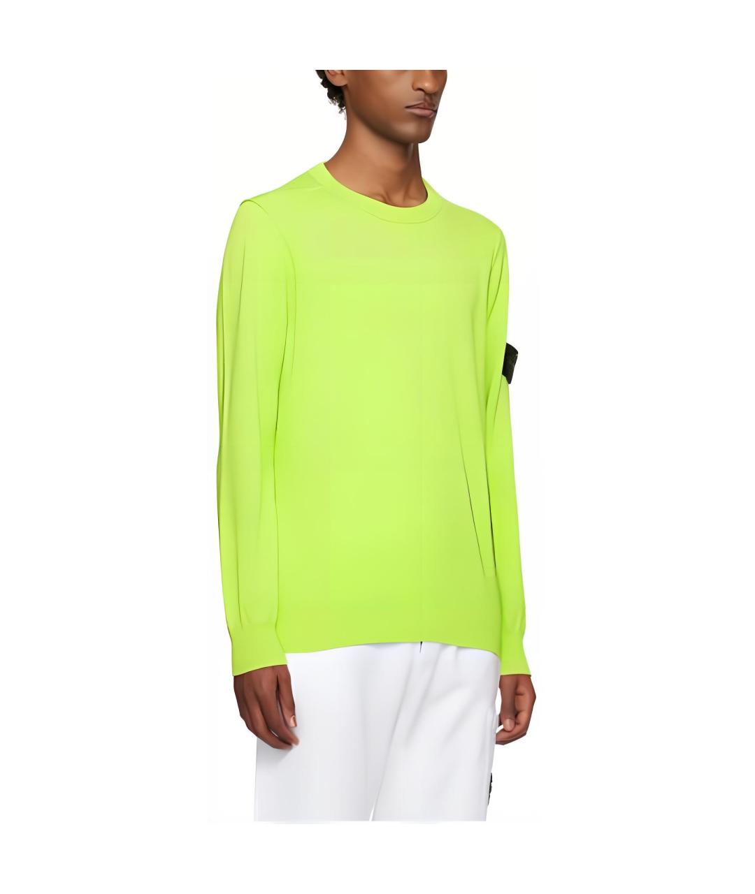 STONE ISLAND Салатовый хлопковый джемпер / свитер, фото 4