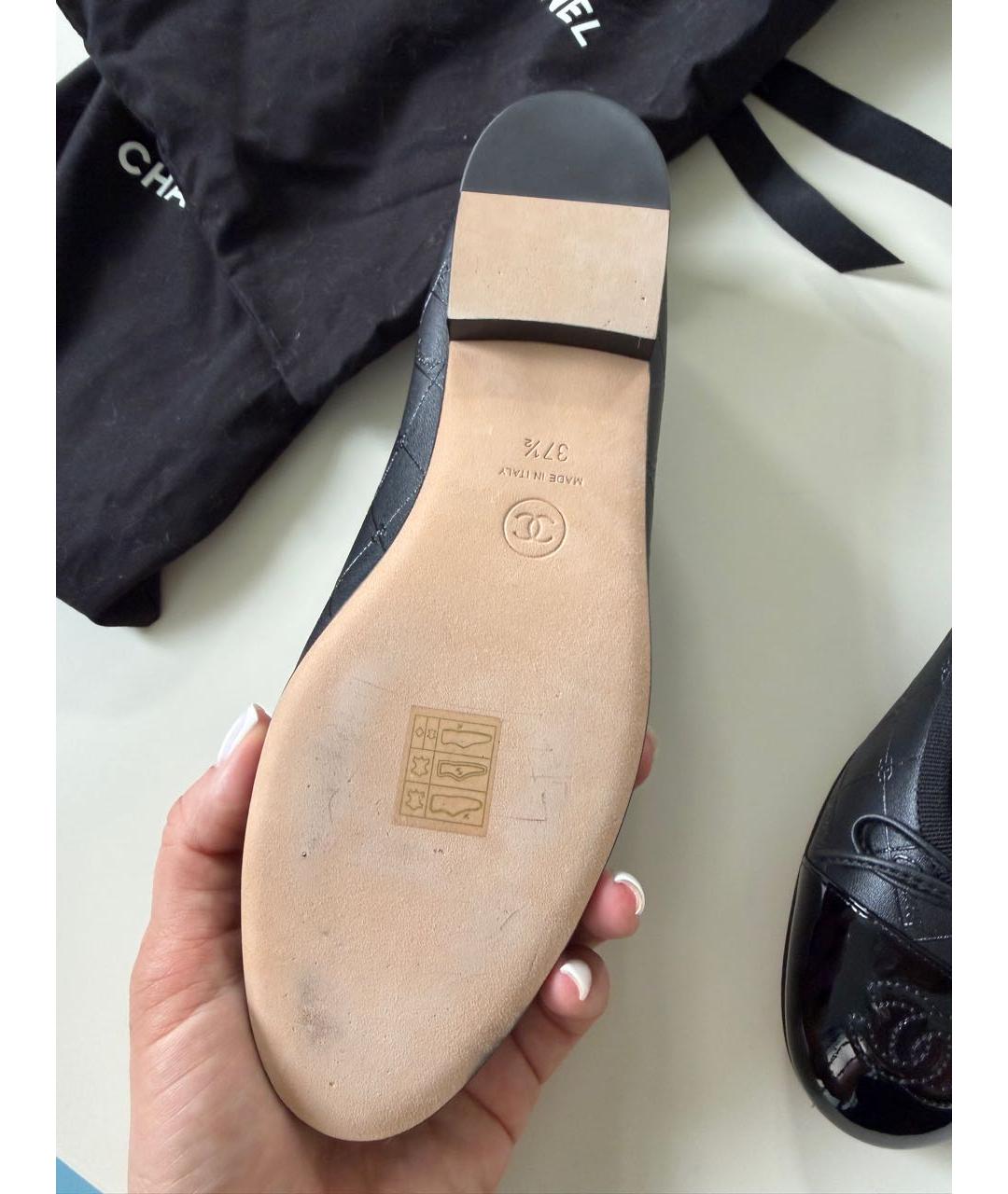 CHANEL Черные кожаные балетки, фото 4