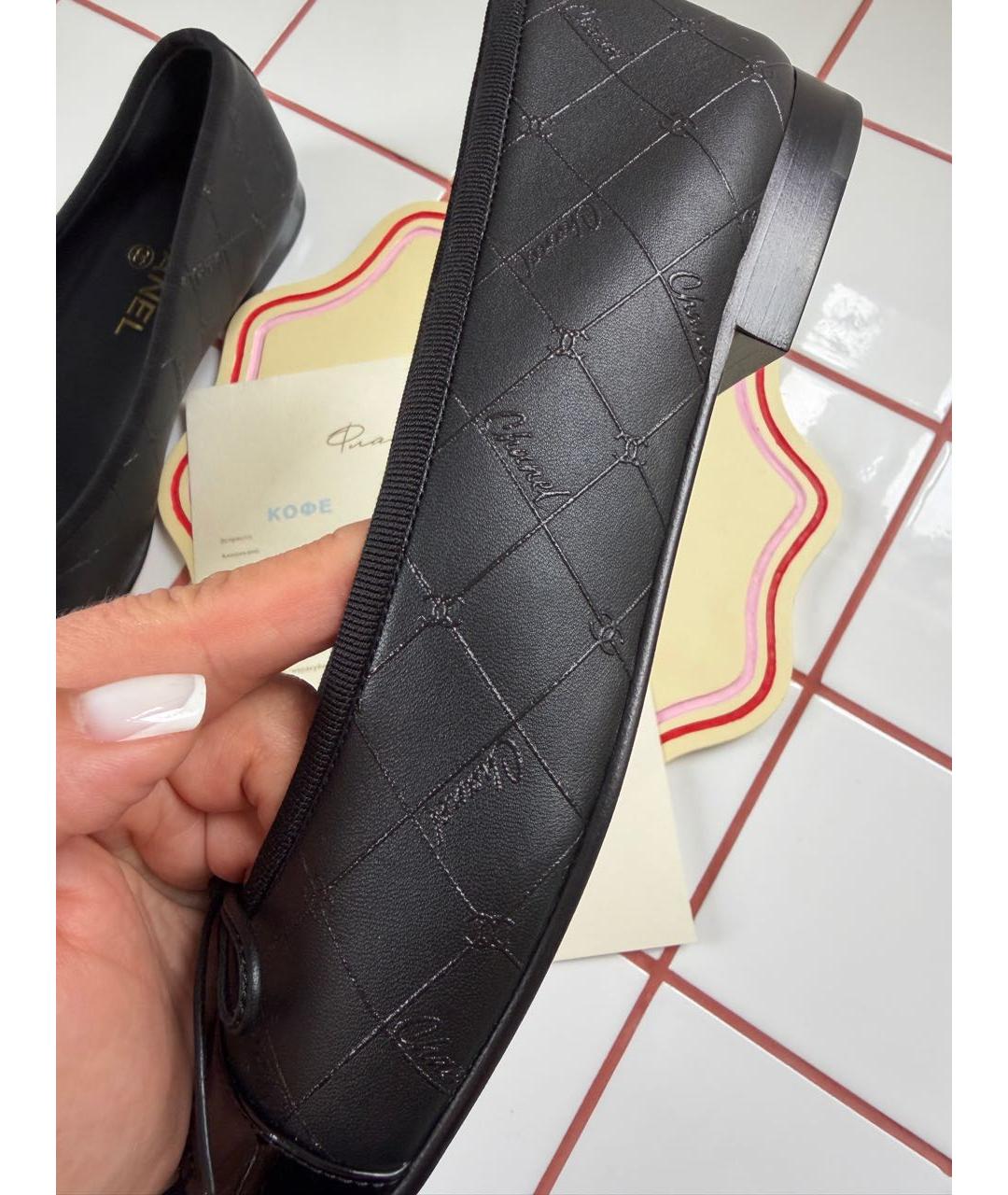 CHANEL Черные кожаные балетки, фото 7