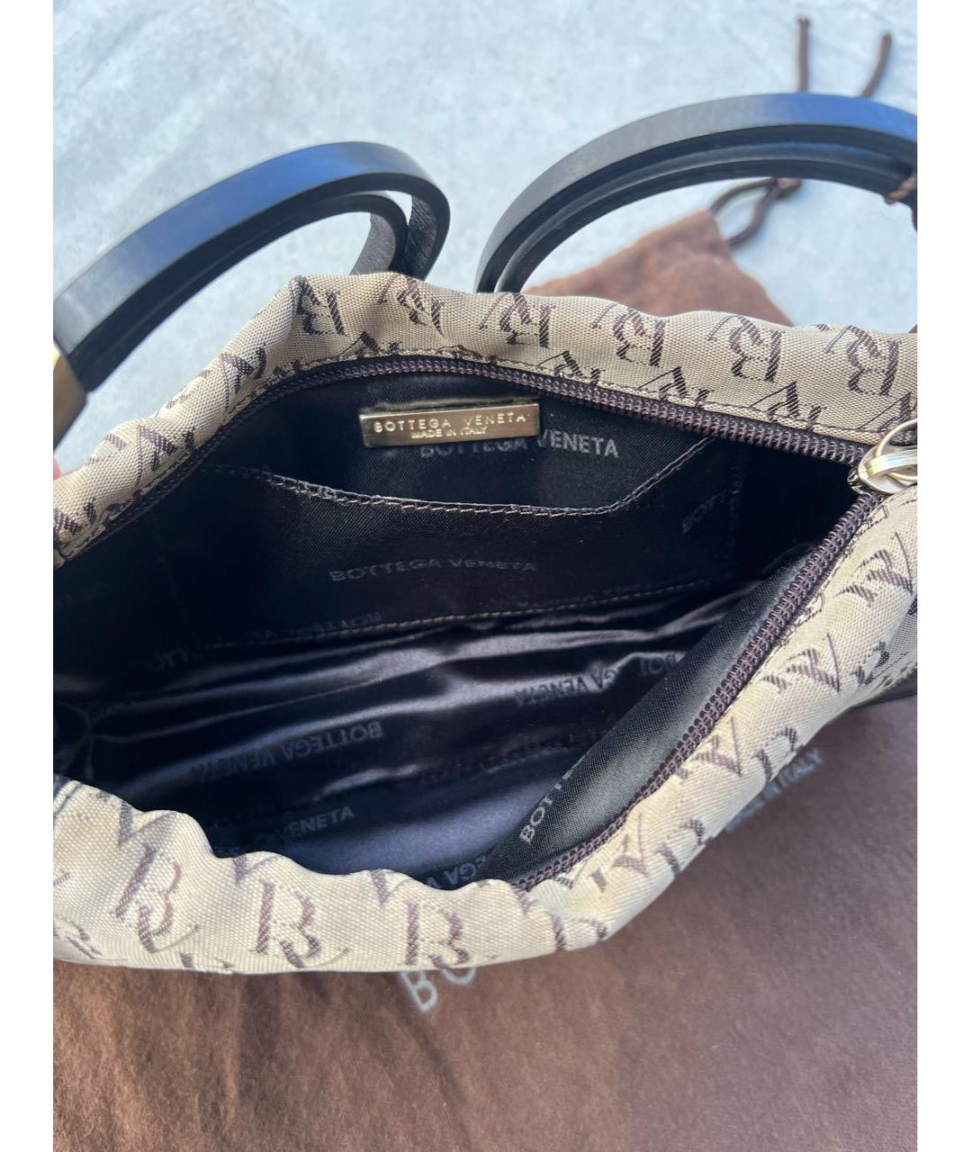 BOTTEGA VENETA Коричневая тканевая сумка с короткими ручками, фото 4