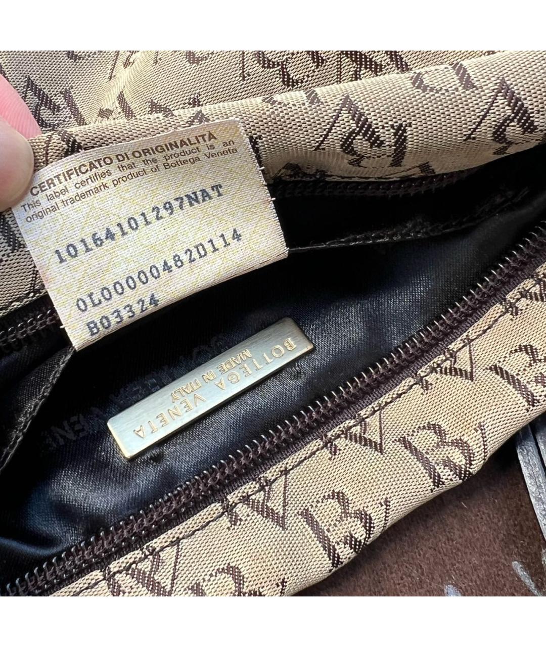 BOTTEGA VENETA Коричневая тканевая сумка с короткими ручками, фото 8