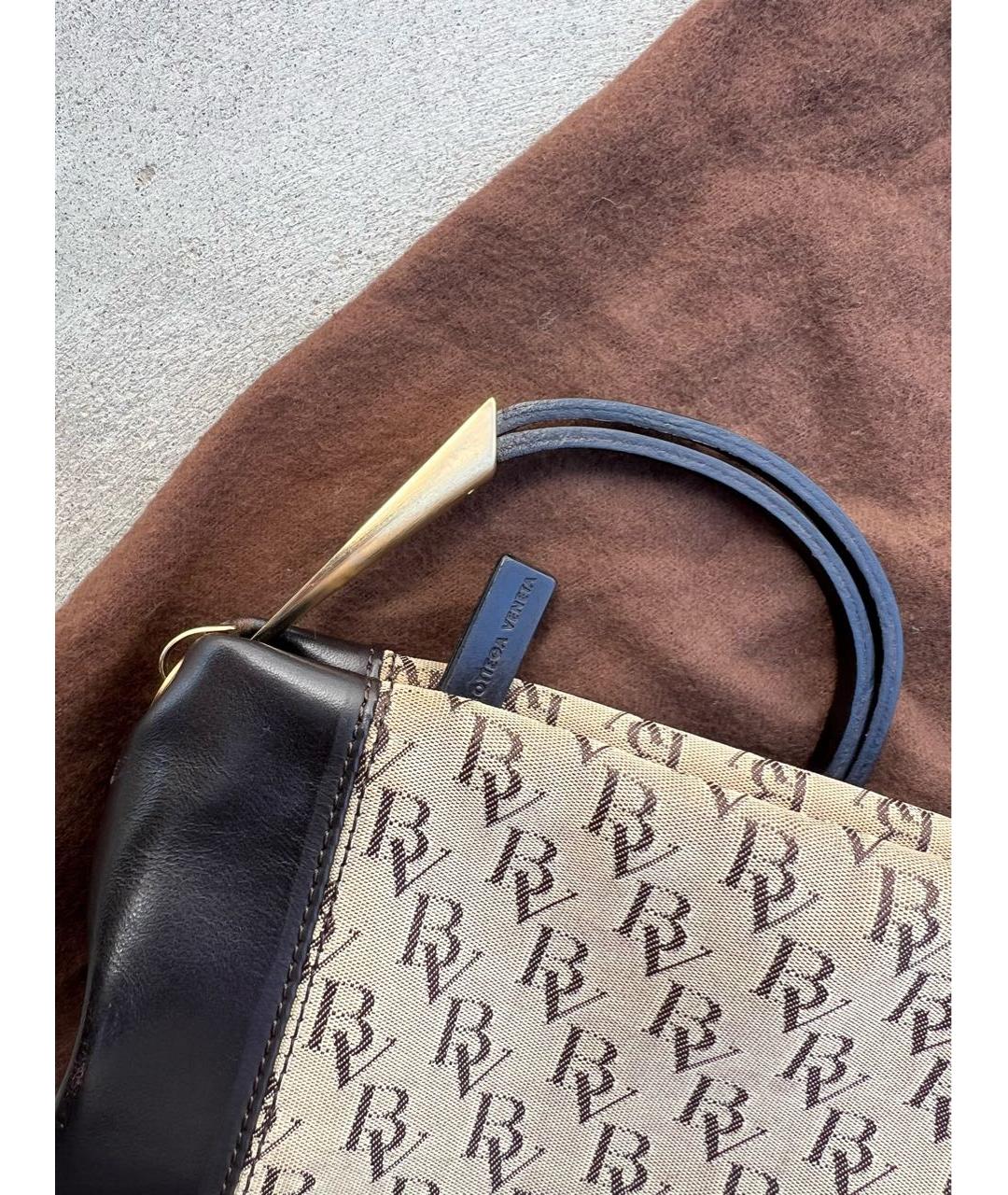 BOTTEGA VENETA Коричневая тканевая сумка с короткими ручками, фото 6