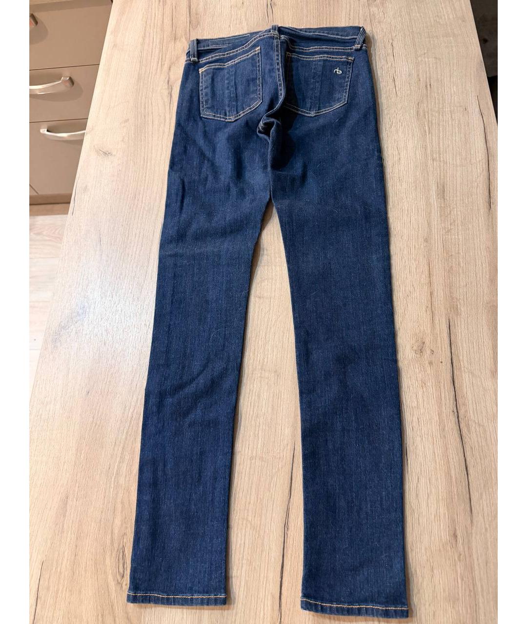 RAG & BONE Синие хлопок-полиэтиленовые джинсы слим, фото 2