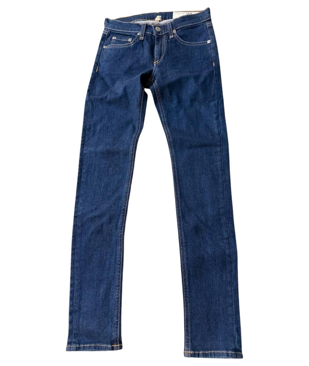 RAG & BONE Синие хлопок-полиэтиленовые джинсы слим, фото 1