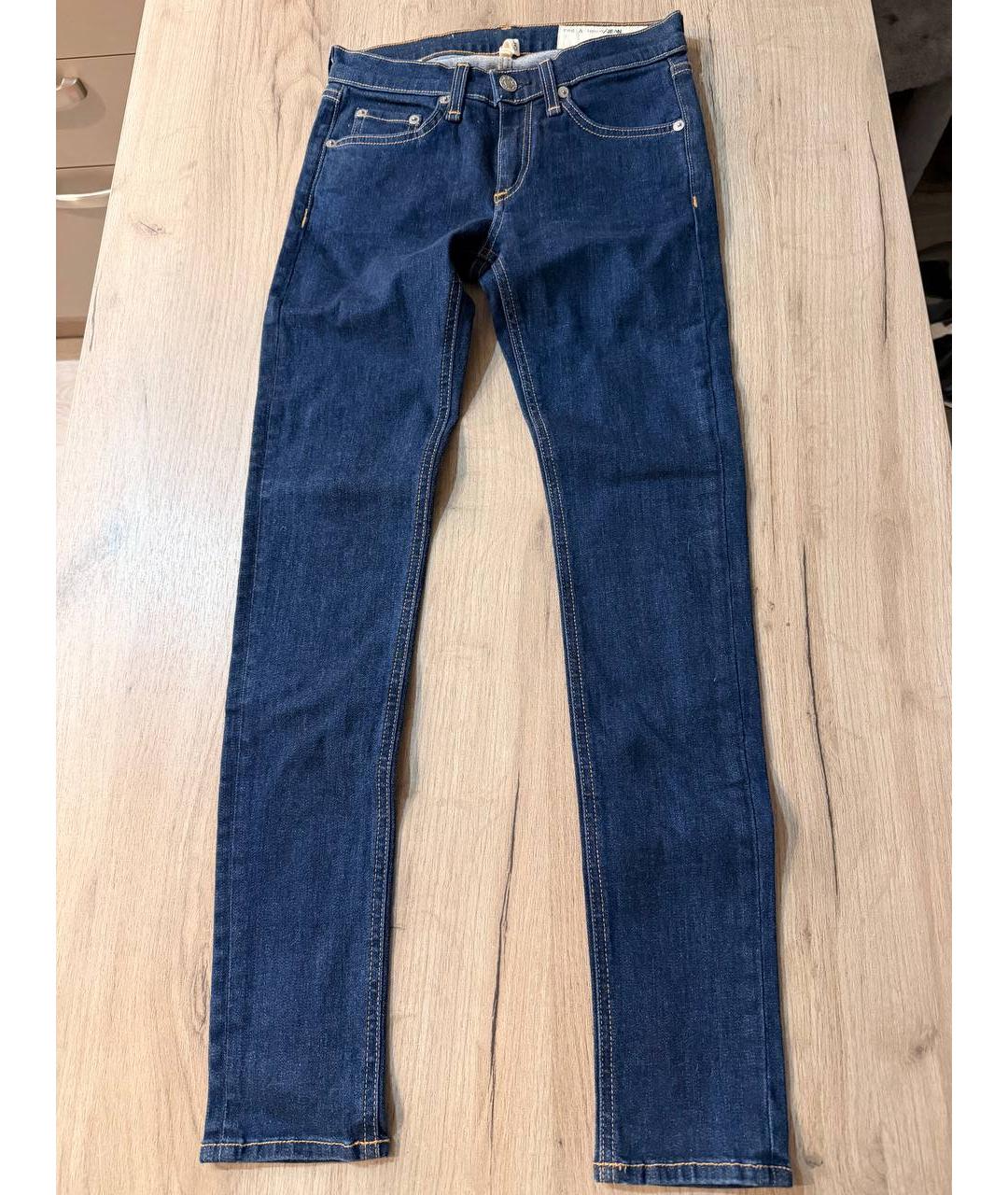 RAG & BONE Синие хлопок-полиэтиленовые джинсы слим, фото 4
