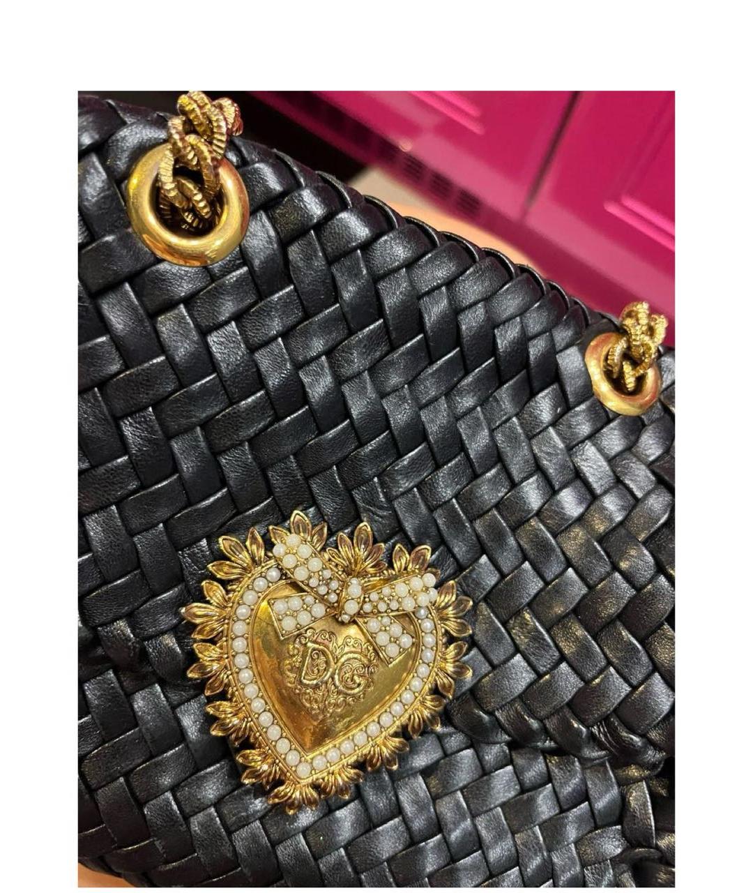 DOLCE&GABBANA Черная кожаная сумка через плечо, фото 2