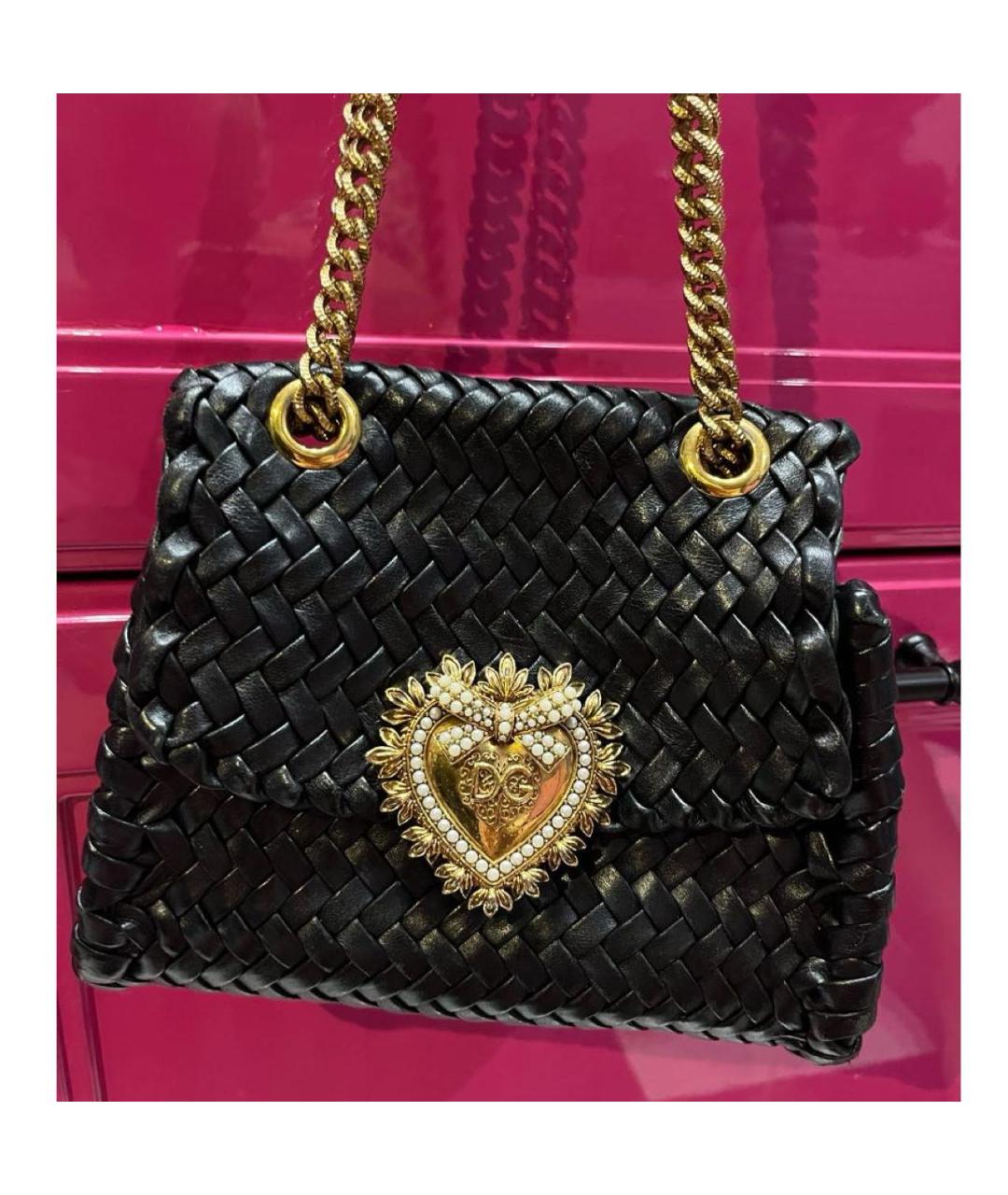 DOLCE&GABBANA Черная кожаная сумка через плечо, фото 7